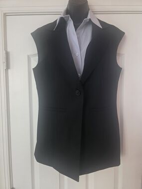 Kenneth Cole New York Layered Non Detachable Luxe Twill Sleeveless Tailored Vest